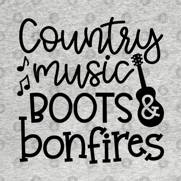 Country Music Boots and Bonfires Guitar Cute by GlimmerDesigns
